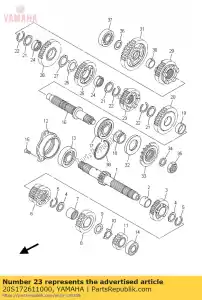 yamaha 20S172611000 engranaje, sexta rueda - Lado inferior