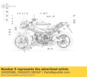 aprilia 2H000988 nummerplaat glas voorruit sticker - Onderkant