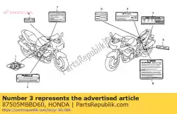 Here you can order the label, tire from Honda, with part number 87505MBBD60: