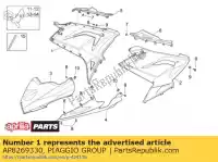 AP8269330, Piaggio Group, painel lateral direito superior aprilia  rs 125 2006 2007 2008 2009 2010, Novo