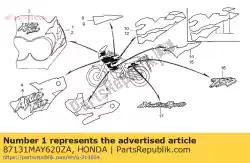 streep, r. Bovenzijde kap (## van Honda, met onderdeel nummer 87131MAY620ZA, bestel je hier online: