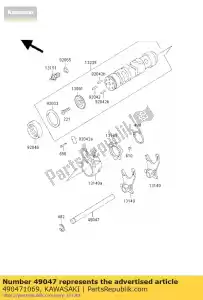 kawasaki 490471069 cambio de barra z550-g3 - Lado inferior