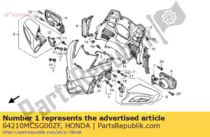 Honda 64210MCSG00ZF conjunto de capuz, superior (wl) * r27 - Lado inferior