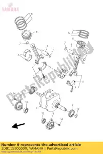 yamaha 3D8115300000 balanceador peso engrenagem comp. - Lado inferior