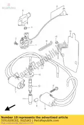 Aqui você pode pedir o tampa, vela de ignição em Suzuki , com o número da peça 3351020C02: