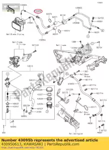 Kawasaki 430950613 slangrem, hu-rr remklauw - Onderkant