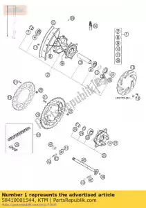 ktm 58410001544 rueda trasera cpl. amortiguado 2,5x18 - Lado inferior