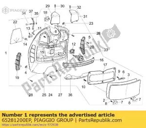 Piaggio Group 65281200EP caja superior delantera completa - Lado inferior