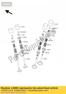 kawasaki 120051223 soupape d'échappement zx750-p1 - La partie au fond