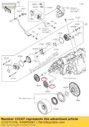 Here you can order the shaft,idle gear from Kawasaki, with part number 131071106: