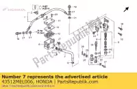 43512MEL006, Honda, mangueira, rr. cilindro mestre honda cbr 1000 2004 2005 2006 2007, Novo