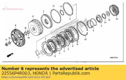 plaat, koppelingsuiteinde (6) (2,6 mm) van Honda, met onderdeel nummer 22556P4R003, bestel je hier online: