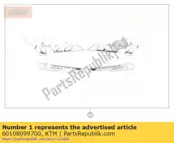 Aqui você pode pedir o conjunto de decalques 990 adv. Azul 2012 em KTM , com o número da peça 60108099700: