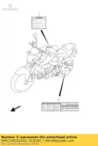 Suzuki 9901108J5101K manuel, propriétaire s - La partie au fond