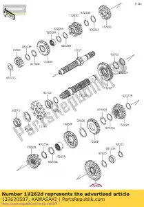 kawasaki 132620597 gear,output low,30t klx250s9f - Bottom side