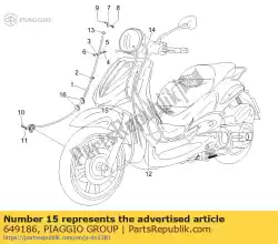 Ici, vous pouvez commander le assy de transmission de contrôle de fermeture de gaz auprès de Piaggio Group , avec le numéro de pièce 649186: