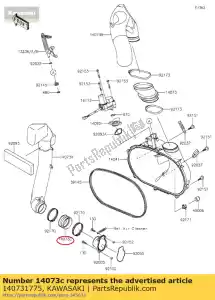 Kawasaki 140731775 duto, junta do filtro de ar - Lado inferior