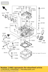 Kawasaki 110020039 head-assy-cilinder - Onderkant