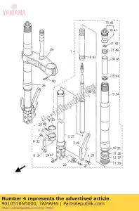 Yamaha 9010510N5000 bolt, washer based - Bottom side