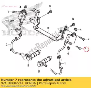 honda 92101060224J zeskantbout, 6x22 - Onderkant