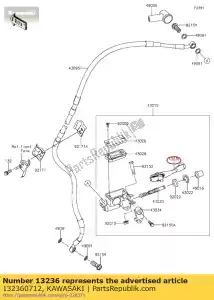 kawasaki 132360712 palanca-comp, freno delantero kx250yc - Lado inferior