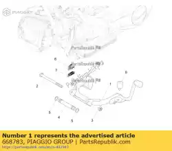 Aqui você pode pedir o suporte central em Piaggio Group , com o número da peça 668783: