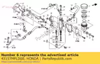 43157MFLD00, Honda, klem b, rr. remslang honda cbr 1000 2009 2010 2011 2012 2013, Nieuw