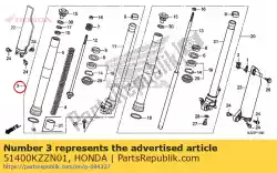 Ici, vous pouvez commander le fourche assy r avant auprès de Honda , avec le numéro de pièce 51400KZZN01: