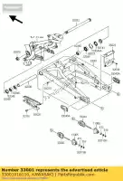 33001016110, Kawasaki, Arm-comp-swing, zwart er650caf kawasaki er-6f er-6n 650 2010 2011, Nieuw