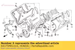 Ici, vous pouvez commander le capot, l. Milieu intérieur auprès de Honda , avec le numéro de pièce 64375MEL010: