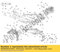 Aprilia 89886800XR8, Rama przednia. czerwona, OEM: Aprilia 89886800XR8