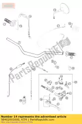 Ici, vous pouvez commander le throttle. Cable 'open-close auprès de KTM , avec le numéro de pièce 58402091600: