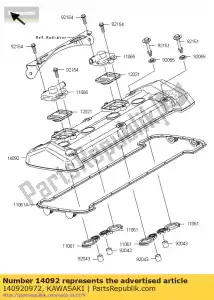 Kawasaki 140920972 cubierta, cabeza - Lado inferior