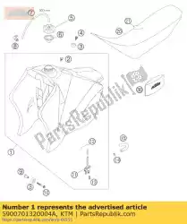 Ici, vous pouvez commander le réservoir de carburant cpl. 13l orange 06 auprès de KTM , avec le numéro de pièce 5900701320004A: