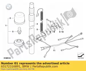 bmw 63172316891 priority warning light, blue - Bottom side