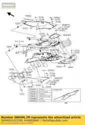 Here you can order the cover-tail,lh,m. D. Red from Kawasaki, with part number 36040010333M: