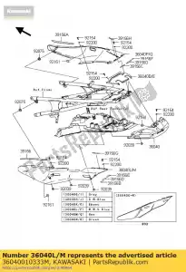 Kawasaki 36040010333M cover-tail,lh,m.d.red - Bottom side