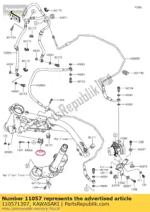 kawasaki 110571397 01 suporte, cano principal, lh - Lado inferior