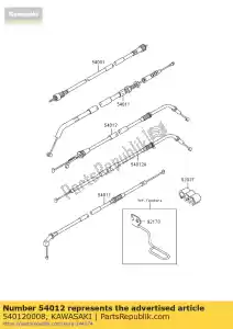 Kawasaki 540120008 acelerador de cable, apertura - Lado inferior