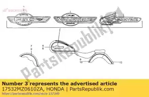 Honda 17532MZ0610ZA emblema, l. depósito de combustible * típico - Lado inferior