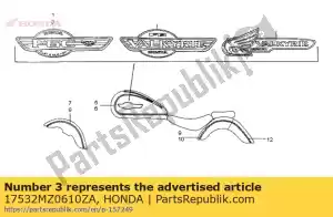 Honda 17532MZ0610ZA emblème, l. réservoir de carburant * typ - La partie au fond