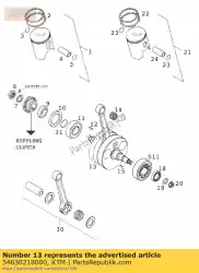 Qui puoi ordinare corsa albero motore72 250sx '00 da KTM , con numero parte 54630218000: