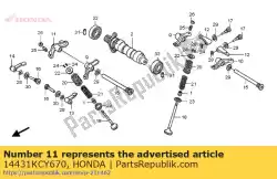 Aquí puede pedir brazo c, balancín de Honda , con el número de pieza 14431KCY670: