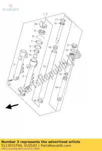 Suzuki 5113031F00 tube,outer rh - Bottom side