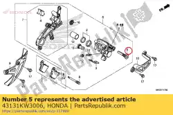Here you can order the bolt, pin from Honda, with part number 43131KW3006: