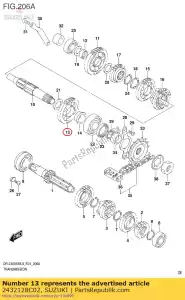 suzuki 2432128C02 versnelling, 2e aangedreven - Onderkant