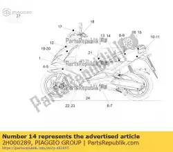 Aquí puede pedir carenado de cola izquierda de carbono dec. De Piaggio Group , con el número de pieza 2H000289: