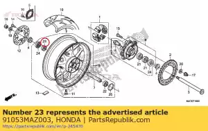 Honda 91053MAZ003 lager, radiale kogel, 620 - Onderkant