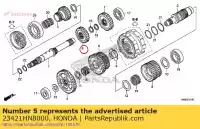 23421HN8000, Honda, tandwiel, hoofdas tweede (24t) honda  trx 650 680 700 2003 2004 2005 2006 2007 2008 2009 2010 2012 2017 2018 2019 2020, Nieuw