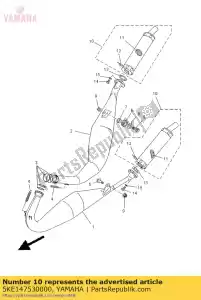 Yamaha 5KE147530000 uitlaatdemper, uitlaat - Onderkant